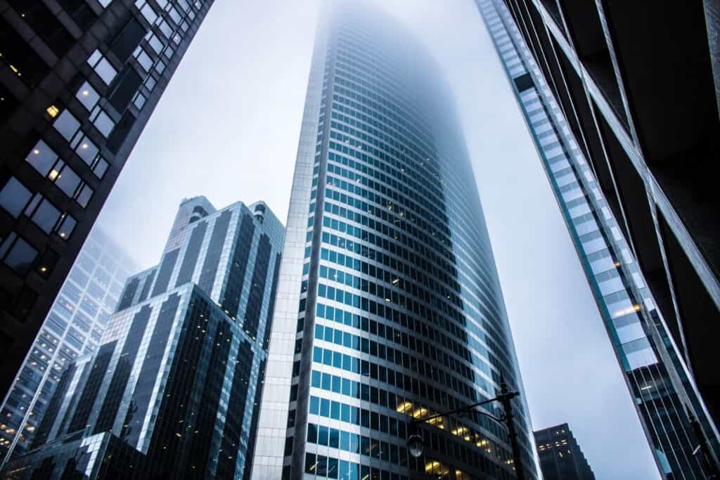 image of towering scyscrapers