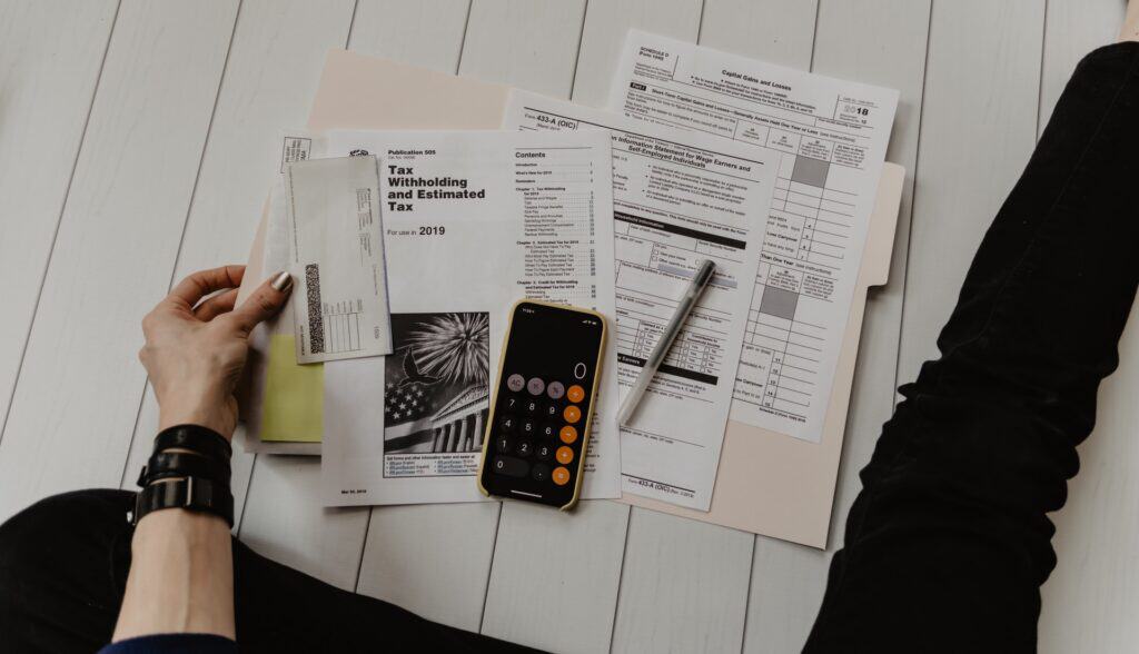 image of tax work on a desk
