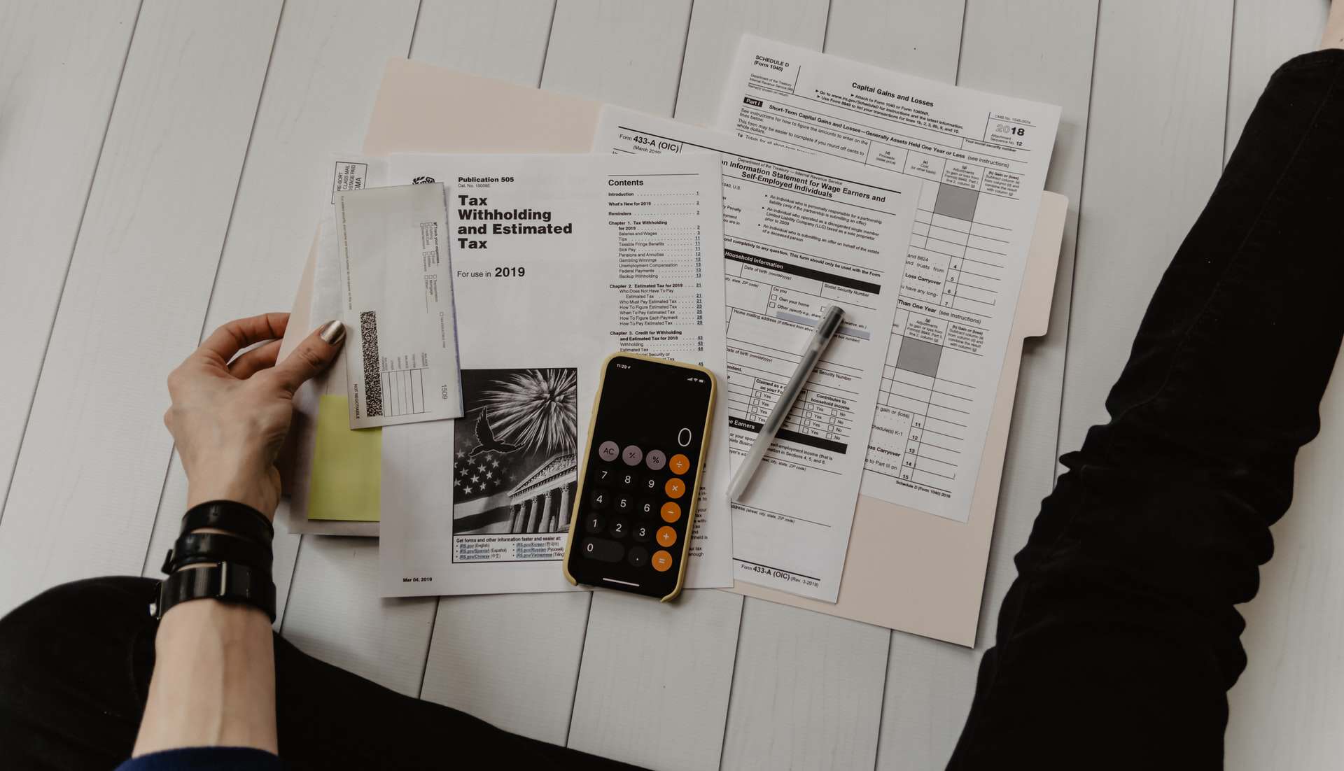 image of tax work on a desk