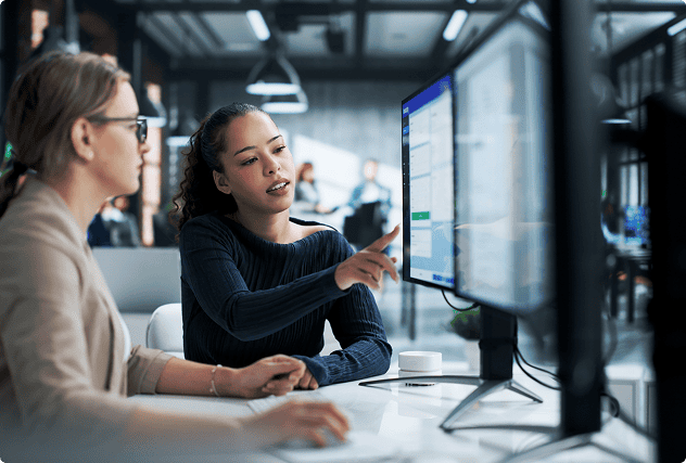 image of a woman explaining something on a computer